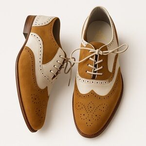 Pepe Jimenez Women's Leather Oxford Lace up Wingtip Full Brogue Shoes 7.5 Brown